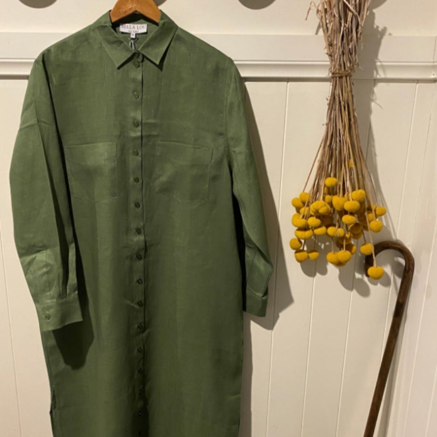 linen boyfriend shirt dress Sophisticated Boyfriend Shirt in coral linen